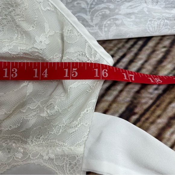 Jogé Nightgown White Mid Length Wedding Night Gown Tie Back Embroidered … - Picture 7 of 10